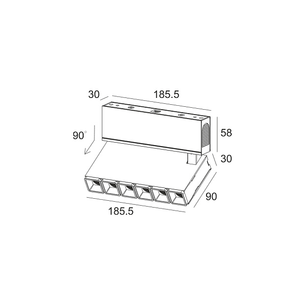 Skarlat  RSLC78034 6×2W BK 3000K
